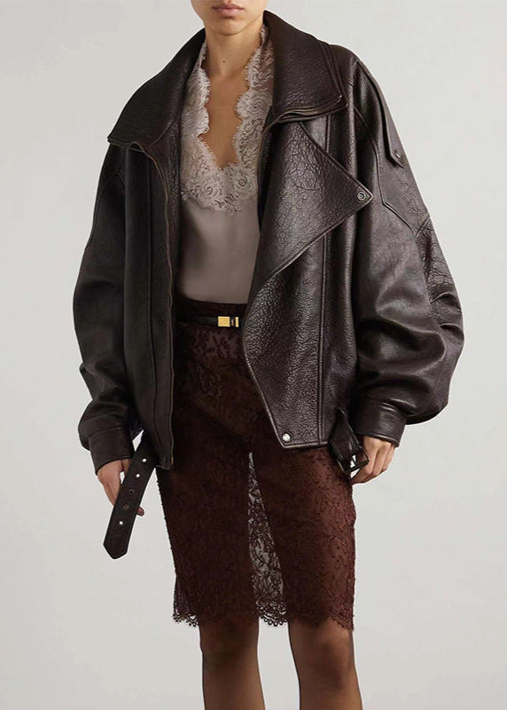 Serina | Kvinnors Oversized Jacka med Bälte och Dragkedja