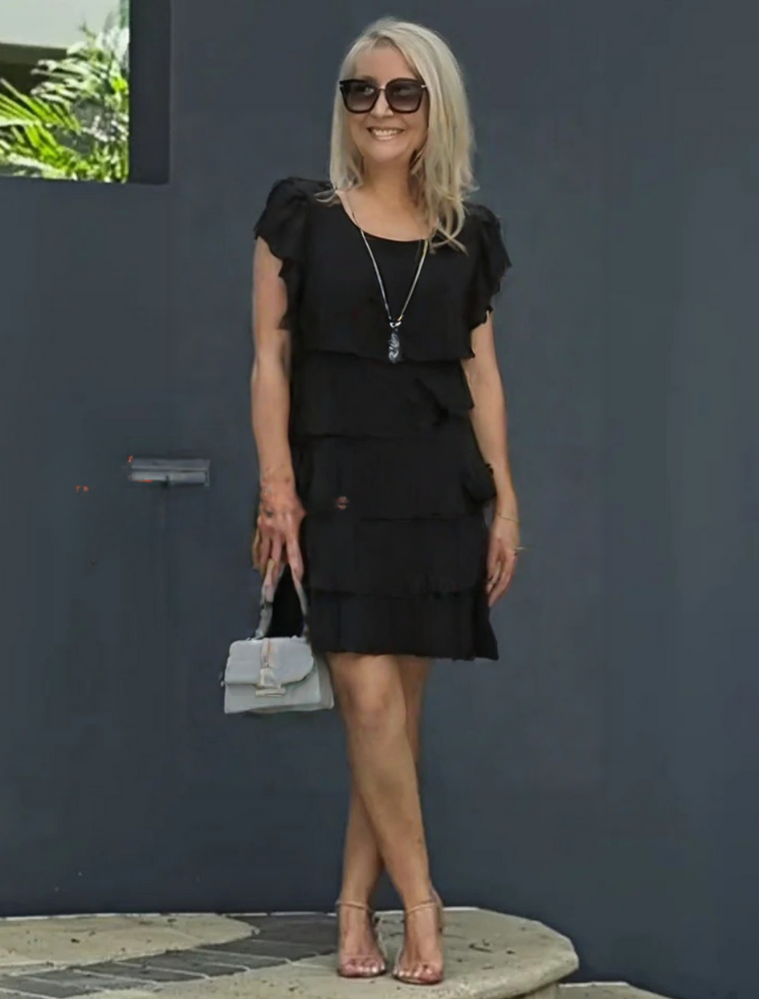 Susanne | Kvinnors Lagerdelad Sommar Midi Klänning med Volanger