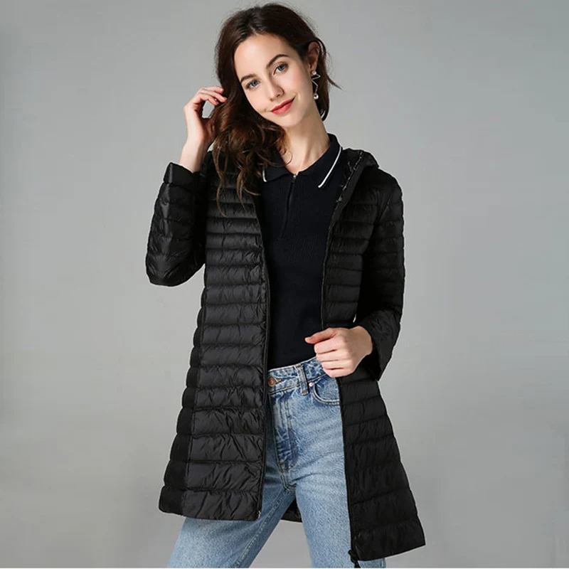 Ingeborg | Dam Lång Vadderad Jacka med Huva