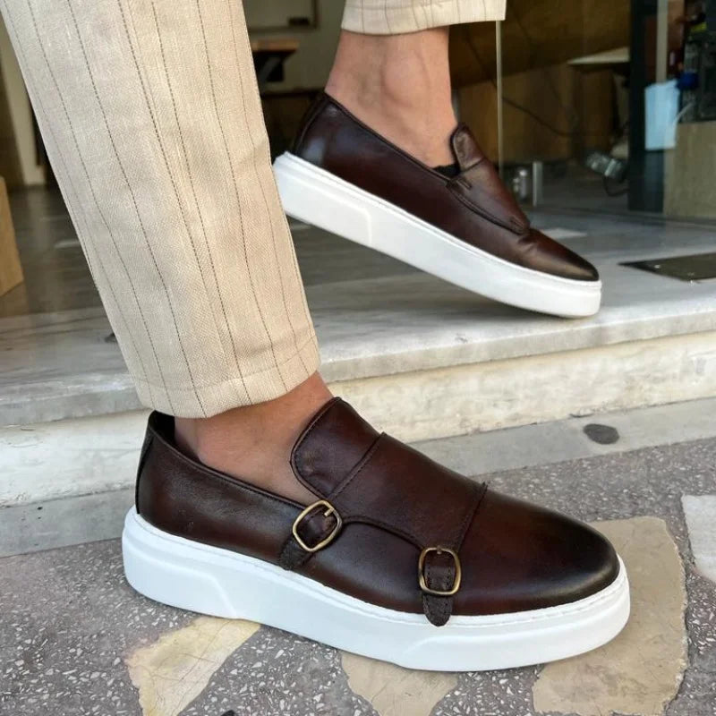 Richard | Herr Läder Slip-On Skor med Spännen