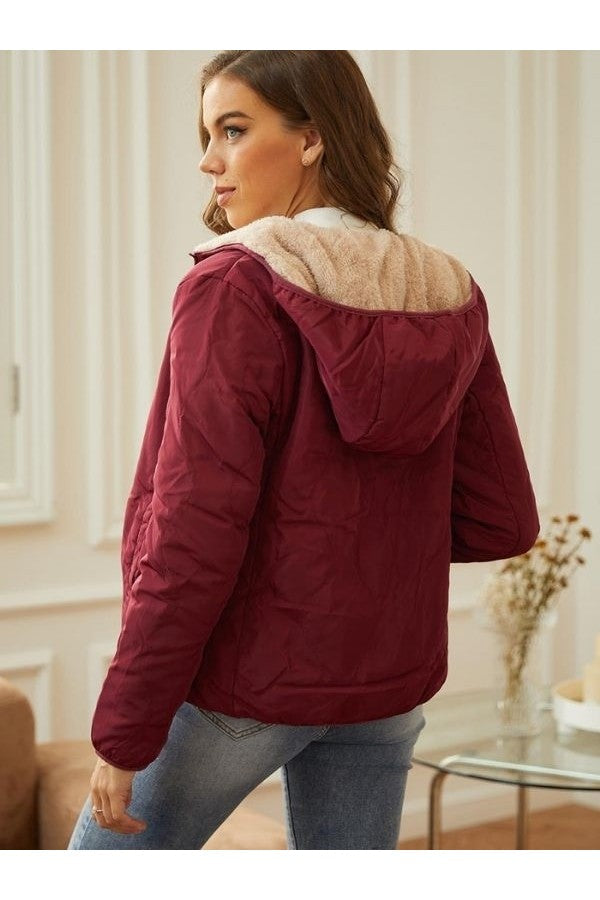 Alina | Dam Vinter Quiltad Hoodiejacka med Dragkedja