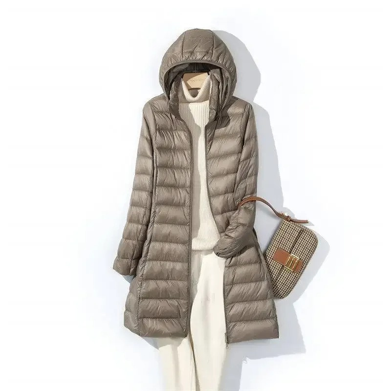 Noelia | Kvinnors Långa Vadderade Kappa med Huva för Vinter