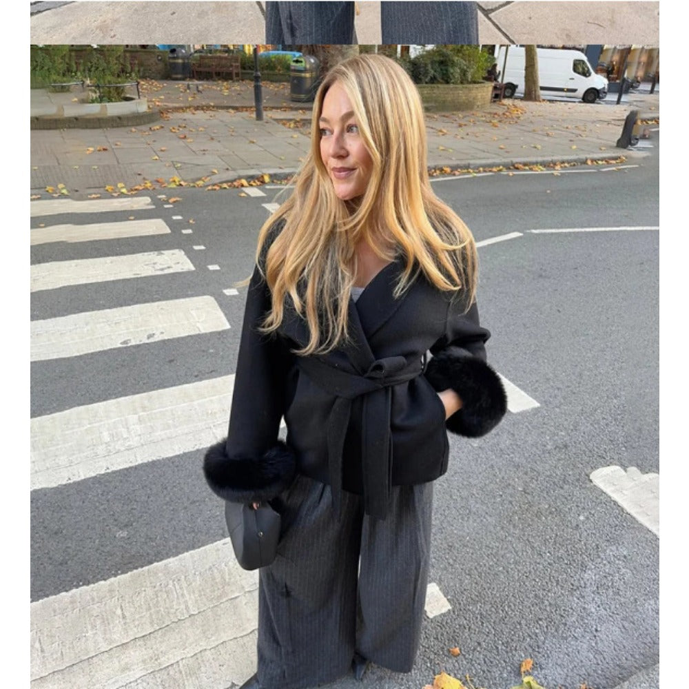 Blanka | Kvinnors Mysig Långärmad Kappa med Bälte