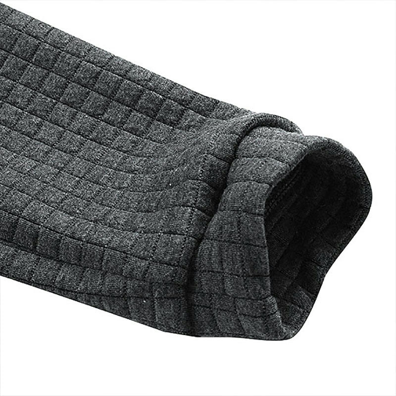 Herrarnas quiltade våffelmönstrade utomhussport tröja med lång ärm