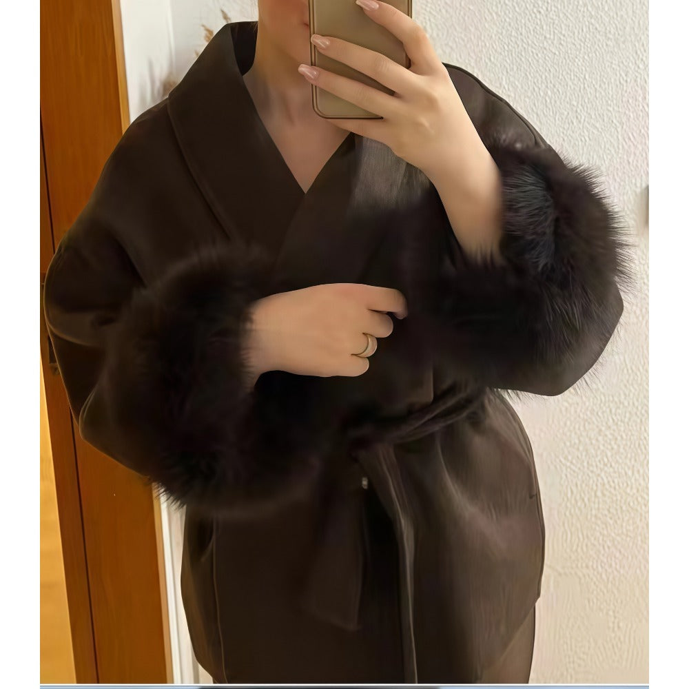 Blanka | Kvinnors Mysig Långärmad Kappa med Bälte