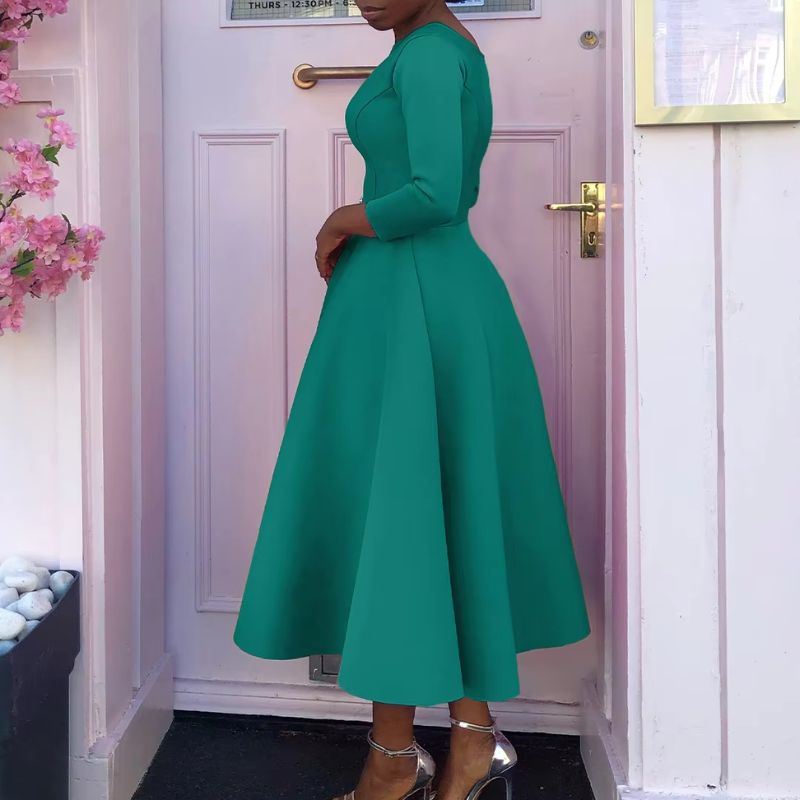 Oline | Kvinnors Rundhalsad Utsvängd Midiklänning