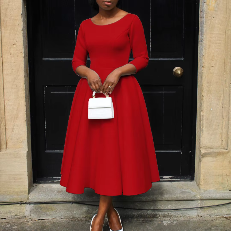 Oline | Kvinnors Rundhalsad Utsvängd Midikjol