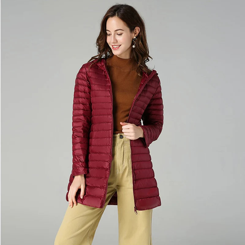 Ingeborg | Dam Lång Vadderad Jacka med Huva