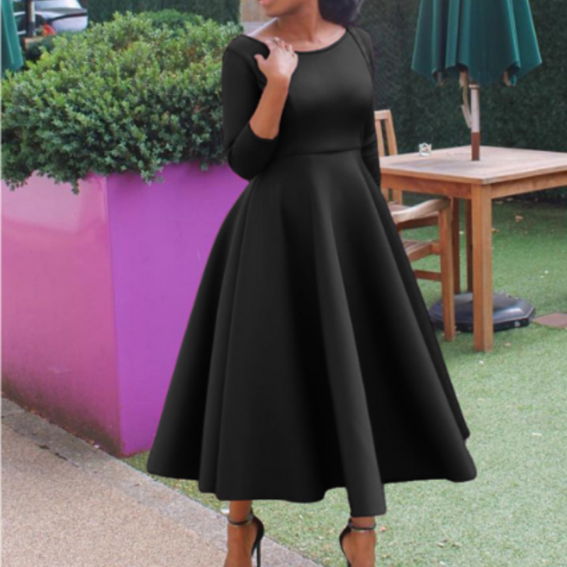 Oline | Kvinnors Rundhalsad Utsvängd Midikjol