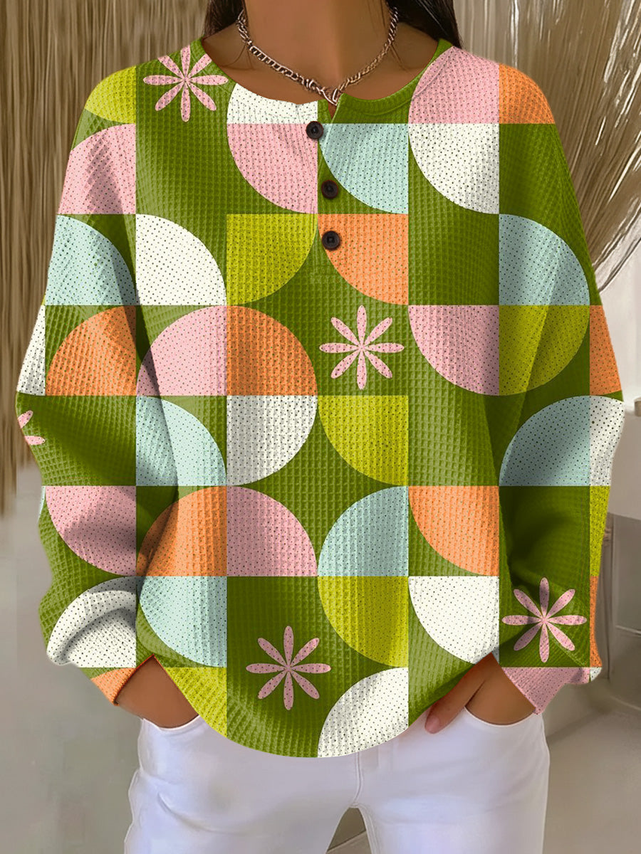 Saga | Tröja med Abstrakt Rutigt Mönster