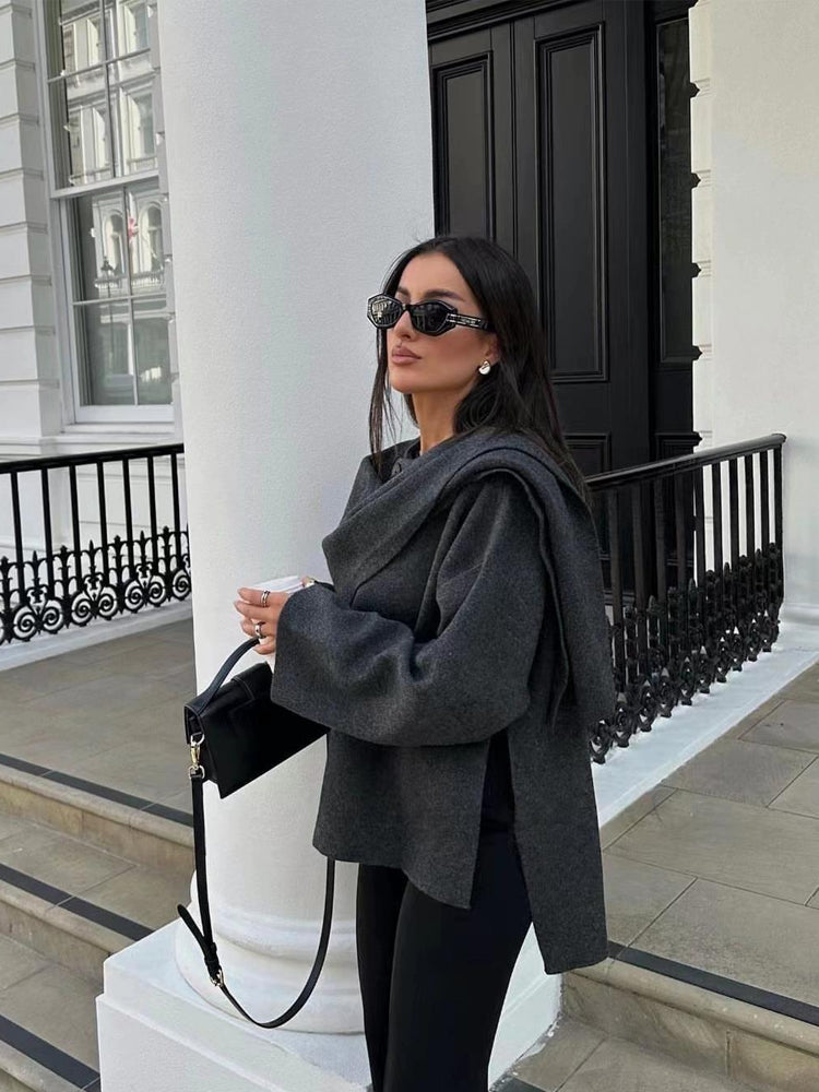 Juliane | Dam Oversized Rullkrage Tröja med Långa Ärmar