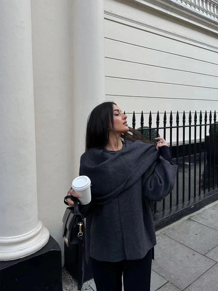 Juliane | Dam Oversized Rullkrage Tröja med Långa Ärmar