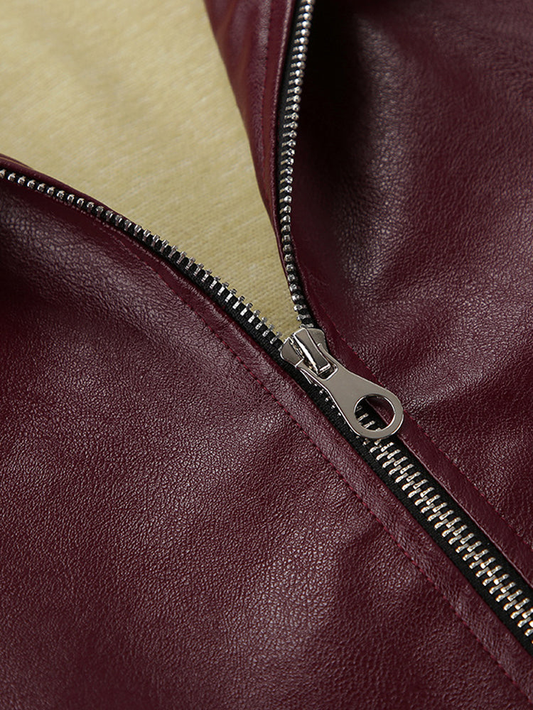 Alette | Moderiktig Läder Bikerjacka med Dragkedja Dam