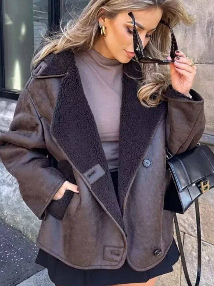 Agnete | Smart Imiterat Läder Pälsjacka Dam