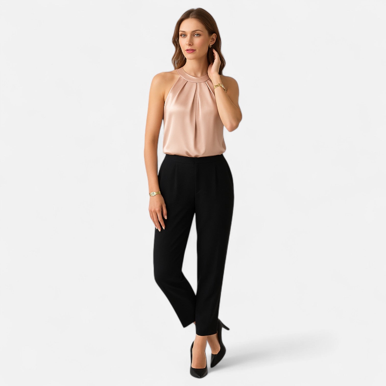 Felicia | Kvinnors Plisserad Halterneck Festblus