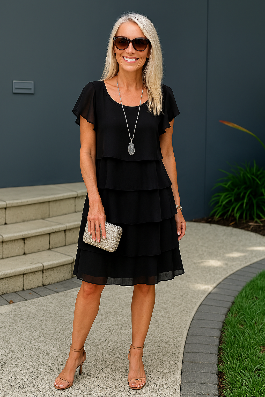 Susanne | Kvinnors Lagerdelad Sommar Midi Klänning med Volanger