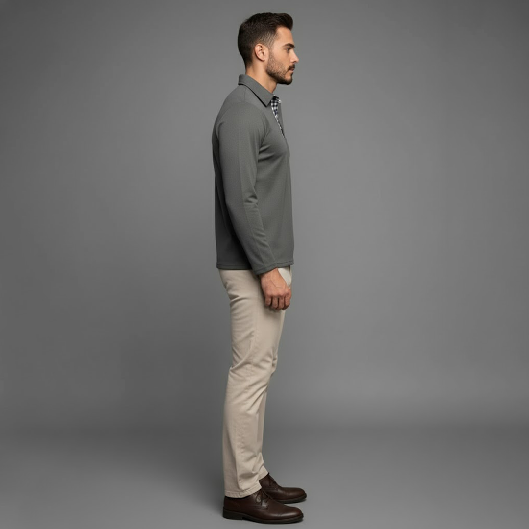 Kaj | Herrens långärmade vinterpolo-shirt