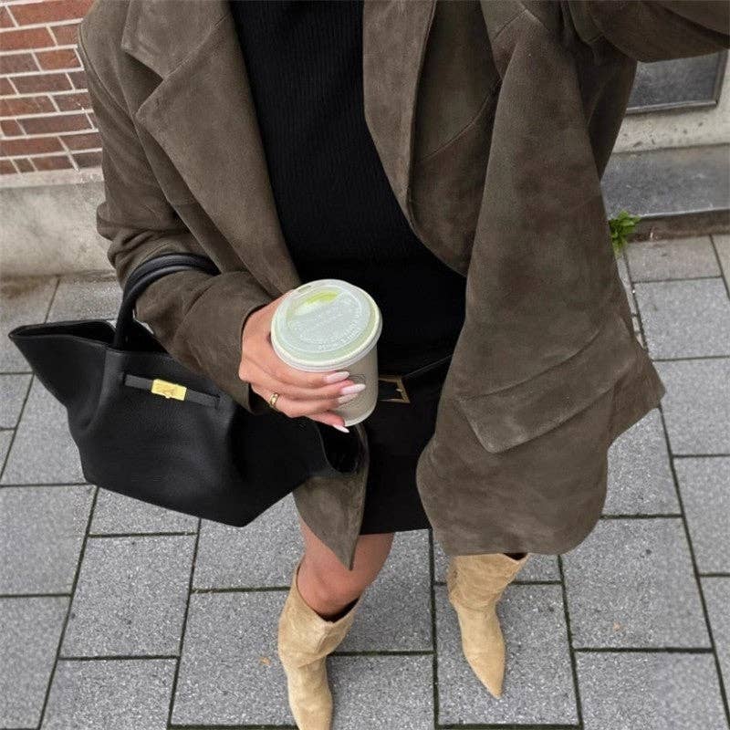 Vintage Suede Kort Jacka i Brunt