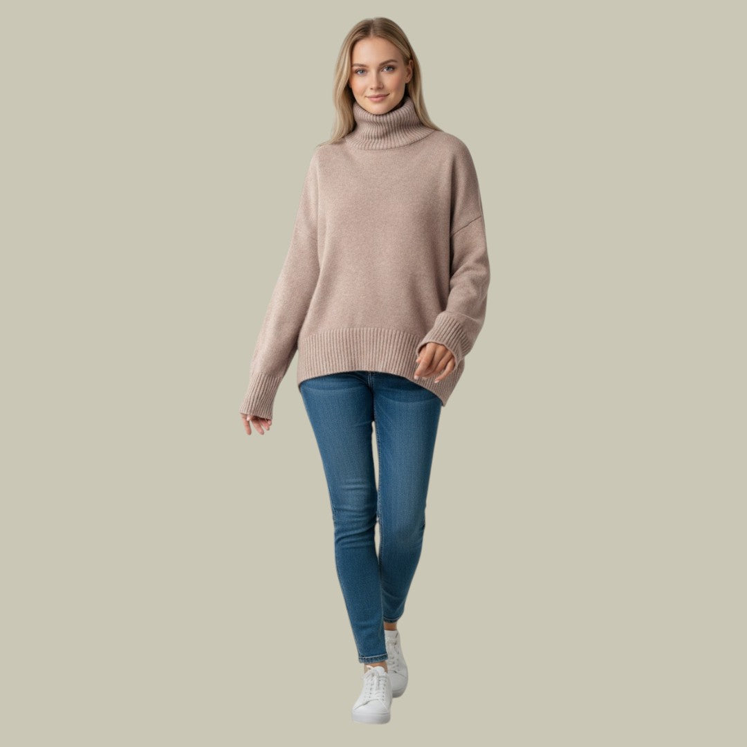 Rosalina | Kvinnors Oversized Vintertröja med Rullkrage