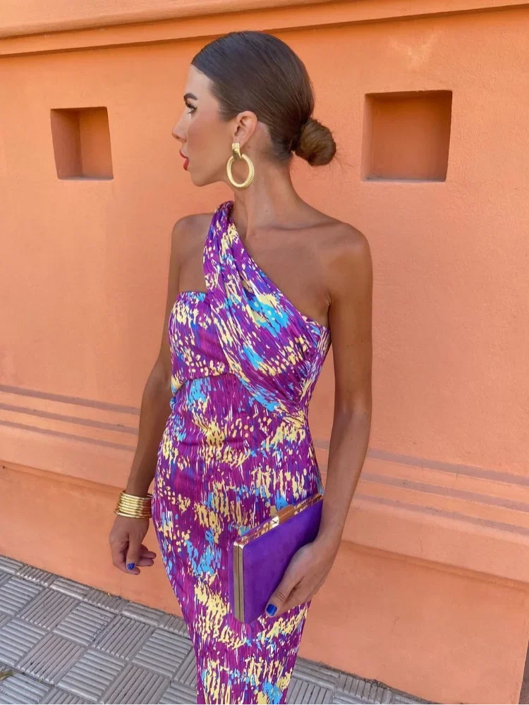 Annika | Stilig Kvinnors En-axeltryckt Klänning