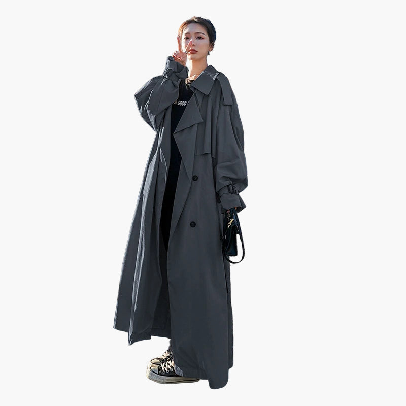 Sassa | Löst sittande Trenchcoat för Dam Elegant Lång Jacka