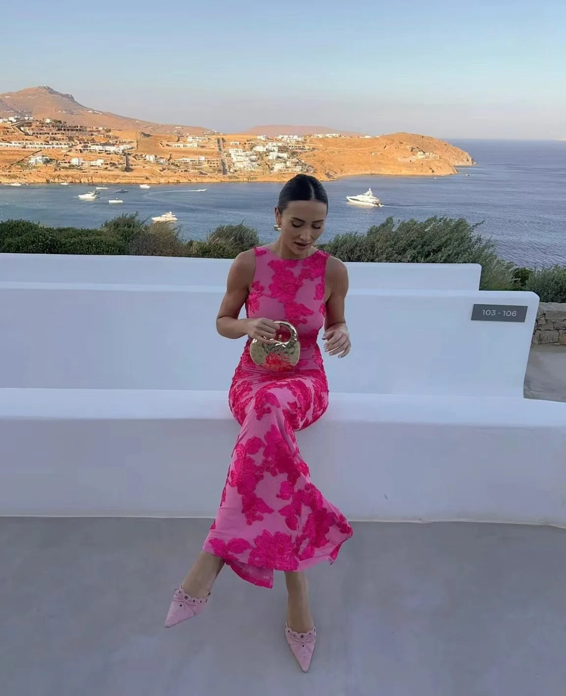 Sanne | Kvinnors Slim Fit Maxi Klänning med Blommönster