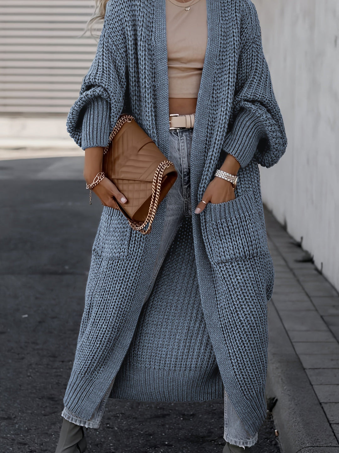 Lilian | Lång Chunky Stickad Cardigan för Damer