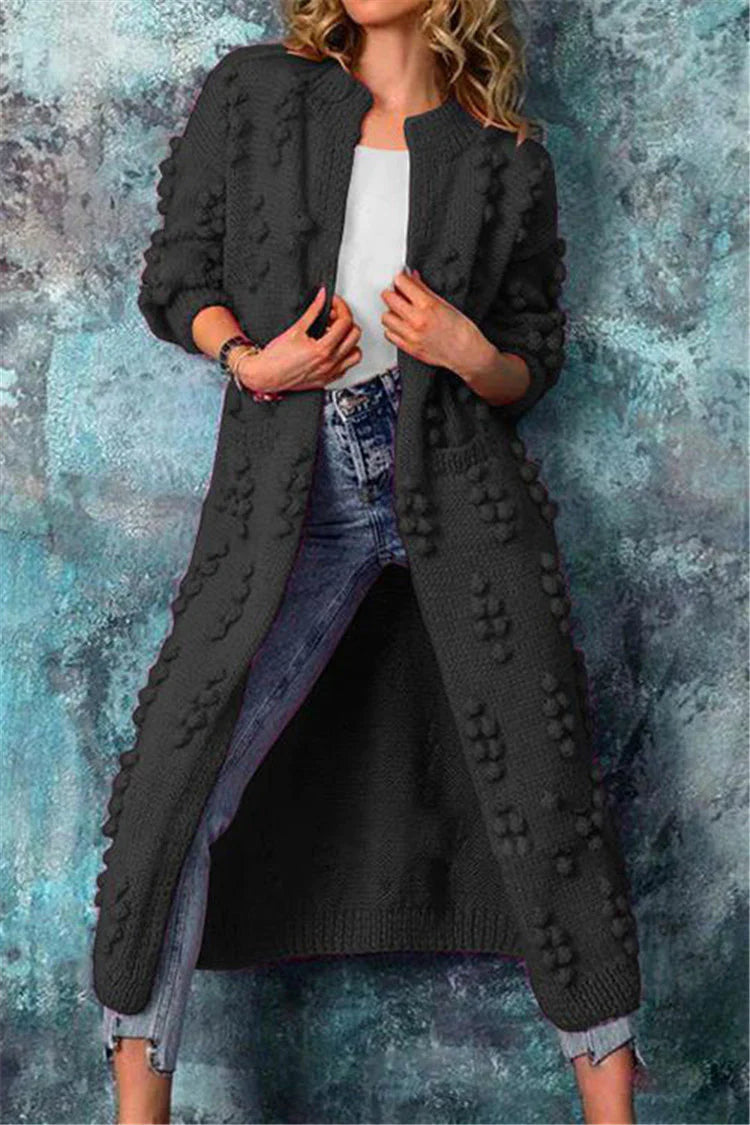 Vanja | Kvinnor Lång Stickad Bubble Cardigan