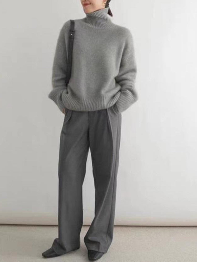 Tilde | Dam Komfortabel Vinter Rullkrage Stickad Tröja