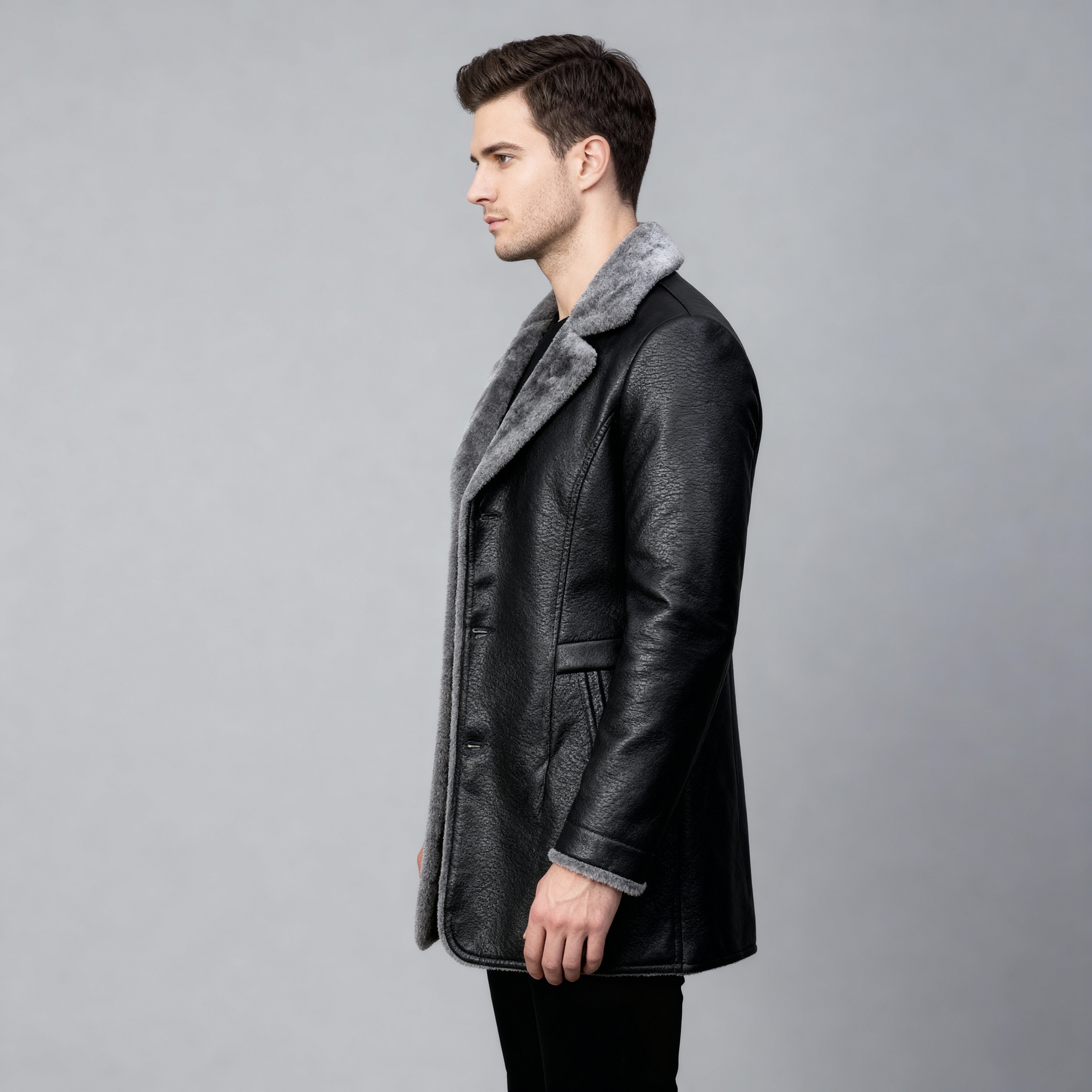 Julius | Herrens vinterläderjacka med varm pälsfoder