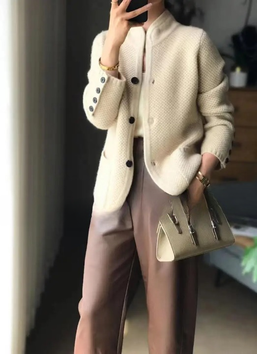 Henriette | Damens Knapperet Ullblandad Cardigan Jacka