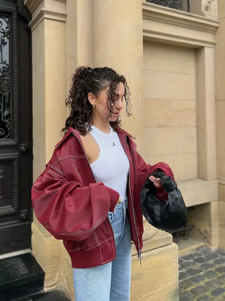 Susie | Dam Oversized Streetwear Jacka med Dragkedja