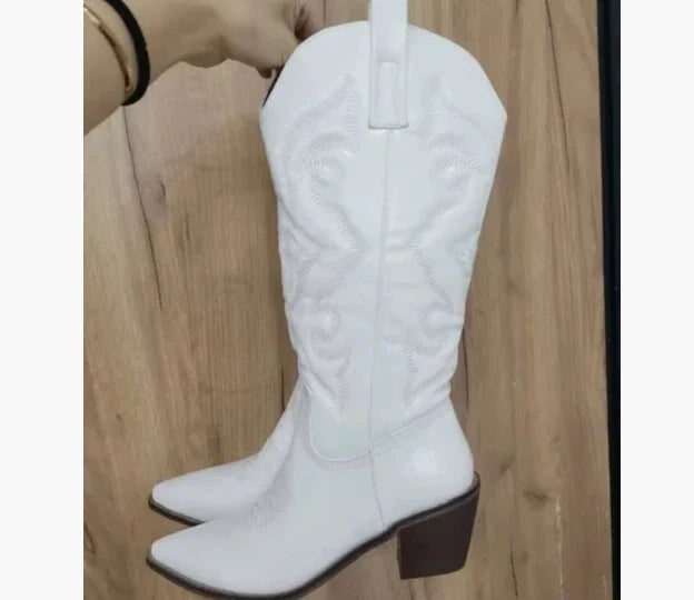 Tilde | Dam Läder Knähöga Stövlar med Klack