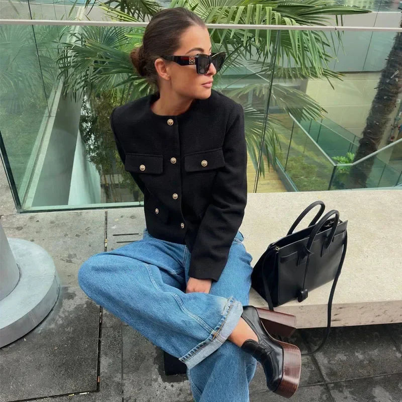 Kathrine | Kvinno Långärmad Jacka med Knäppning