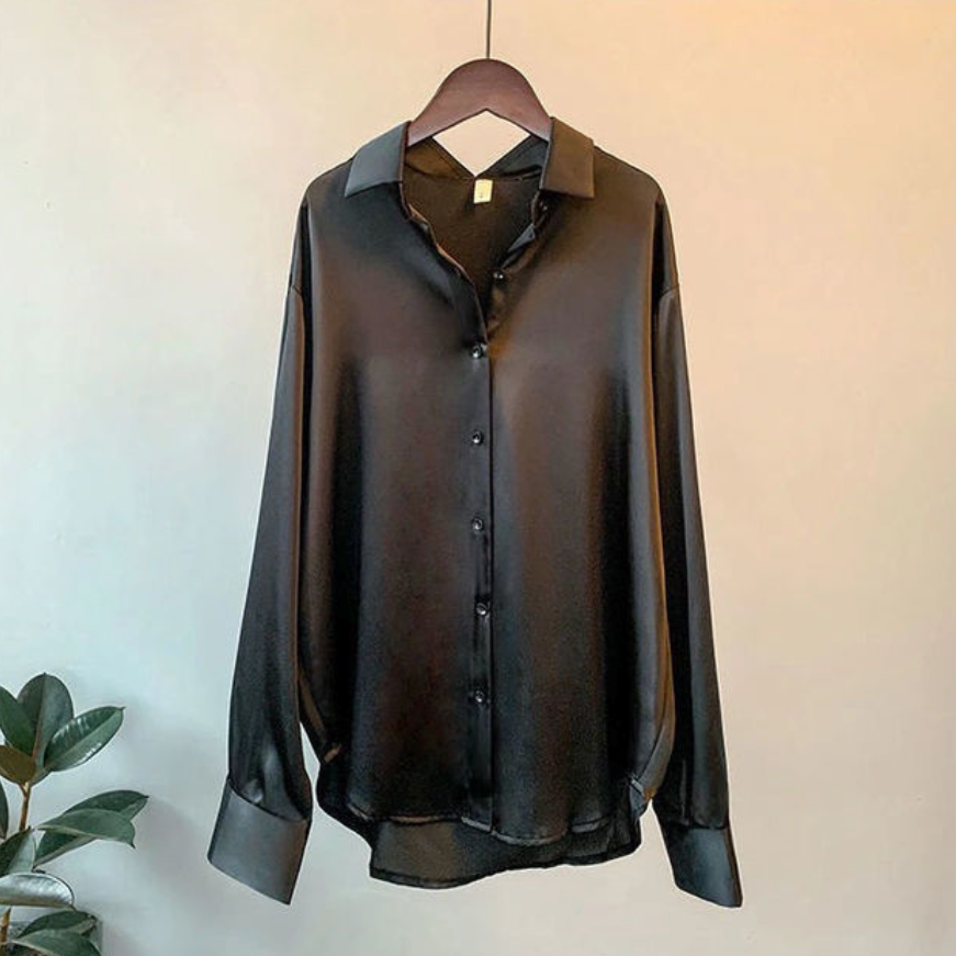 Christel | Kvinnors Löst Passform Blus med Hög-Låg Kant