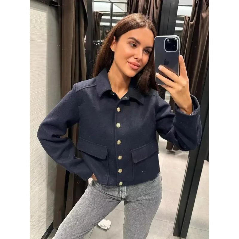 Jeanette | Damers Kort Casual Jacka med Knapplåsning