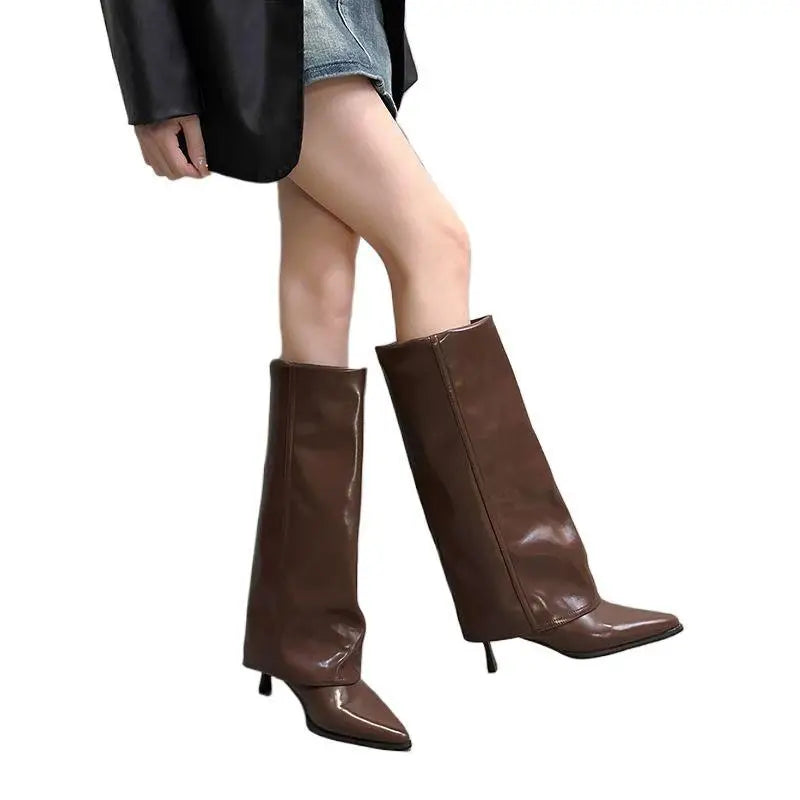 Felicitas | Dam Läder Lårhöga Stövlar med Spänne