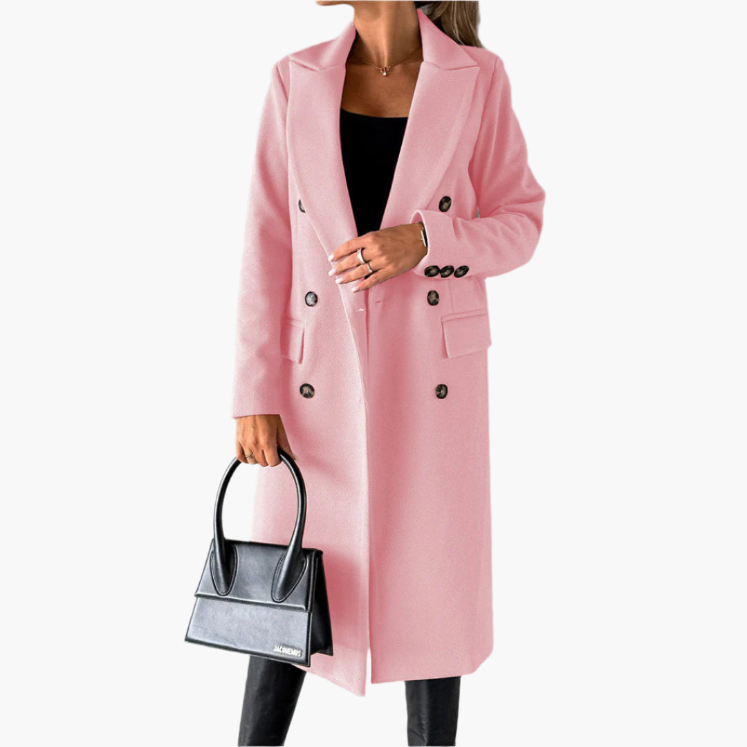 Yvonne | Kvinnor Elegant Dubbelknäppt Lång Trenchcoat