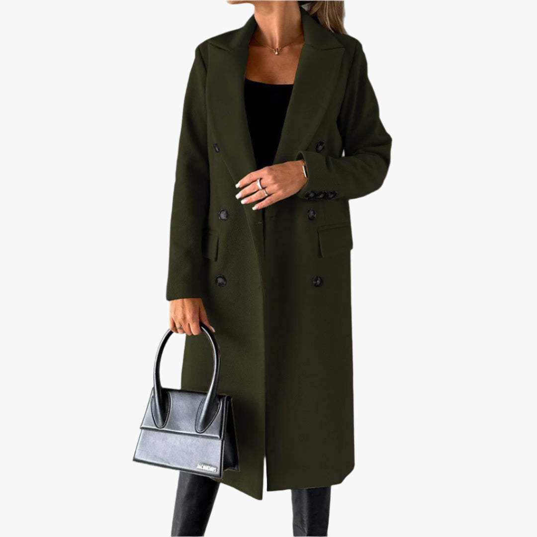 Yvonne | Kvinnor Elegant Dubbelknäppt Lång Trenchcoat