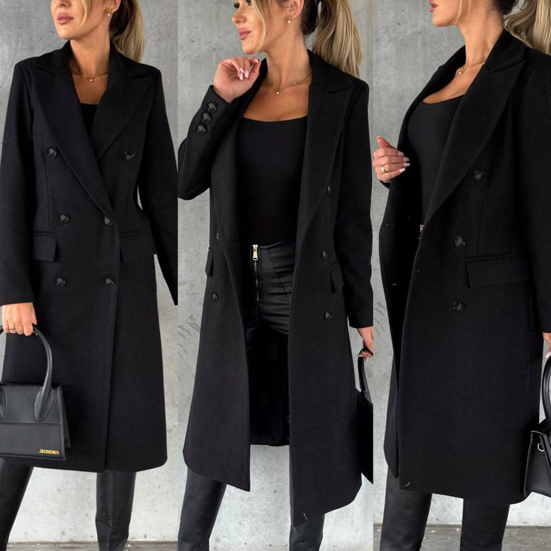 Yvonne | Kvinnor Elegant Dubbelknäppt Lång Trenchcoat