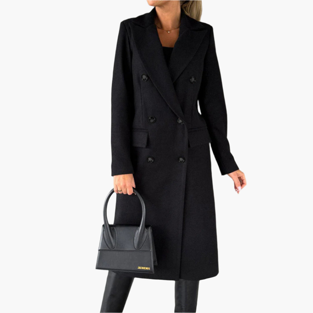 Yvonne | Kvinnor Elegant Dubbelknäppt Lång Trenchcoat