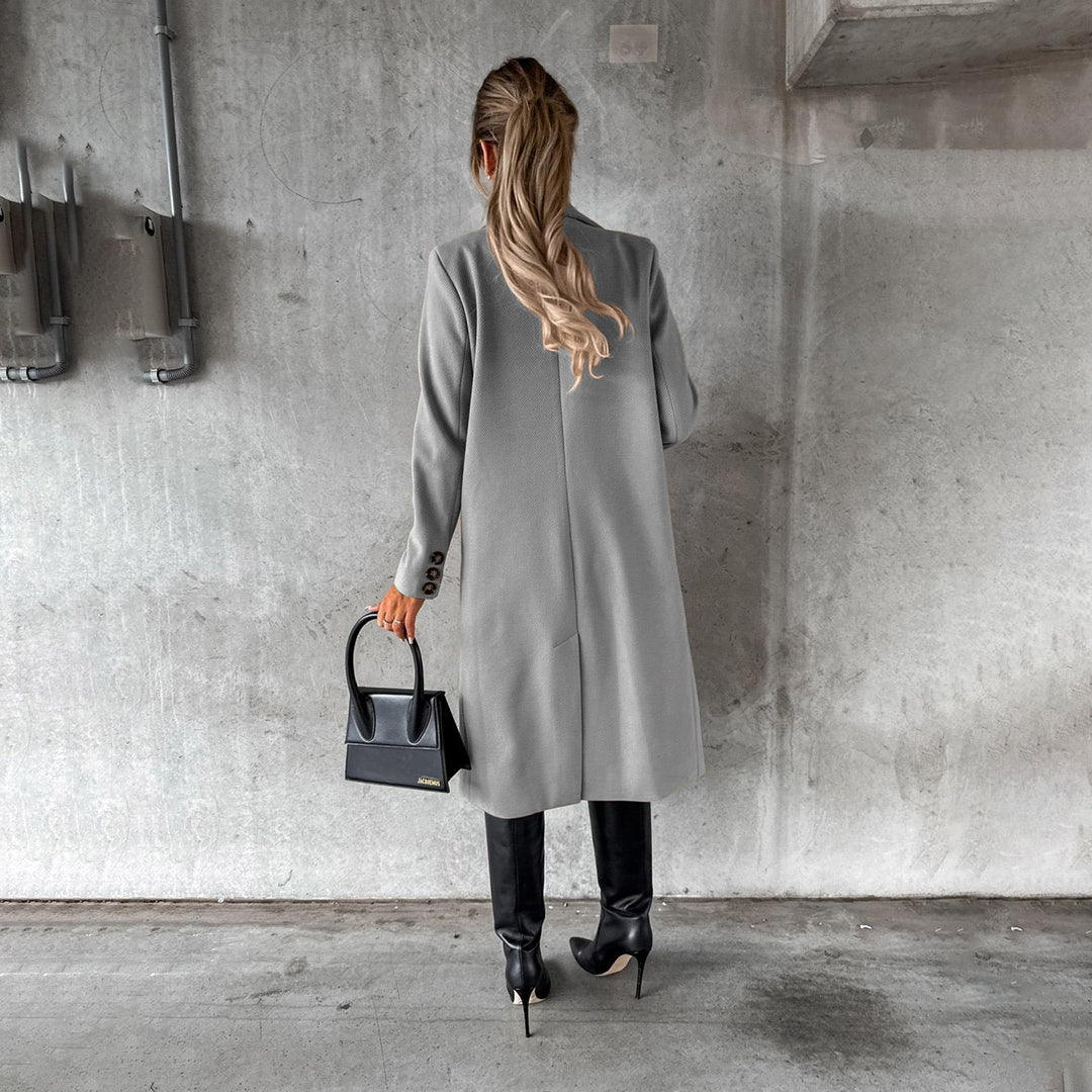 Yvonne | Kvinnor Elegant Dubbelknäppt Lång Trenchcoat