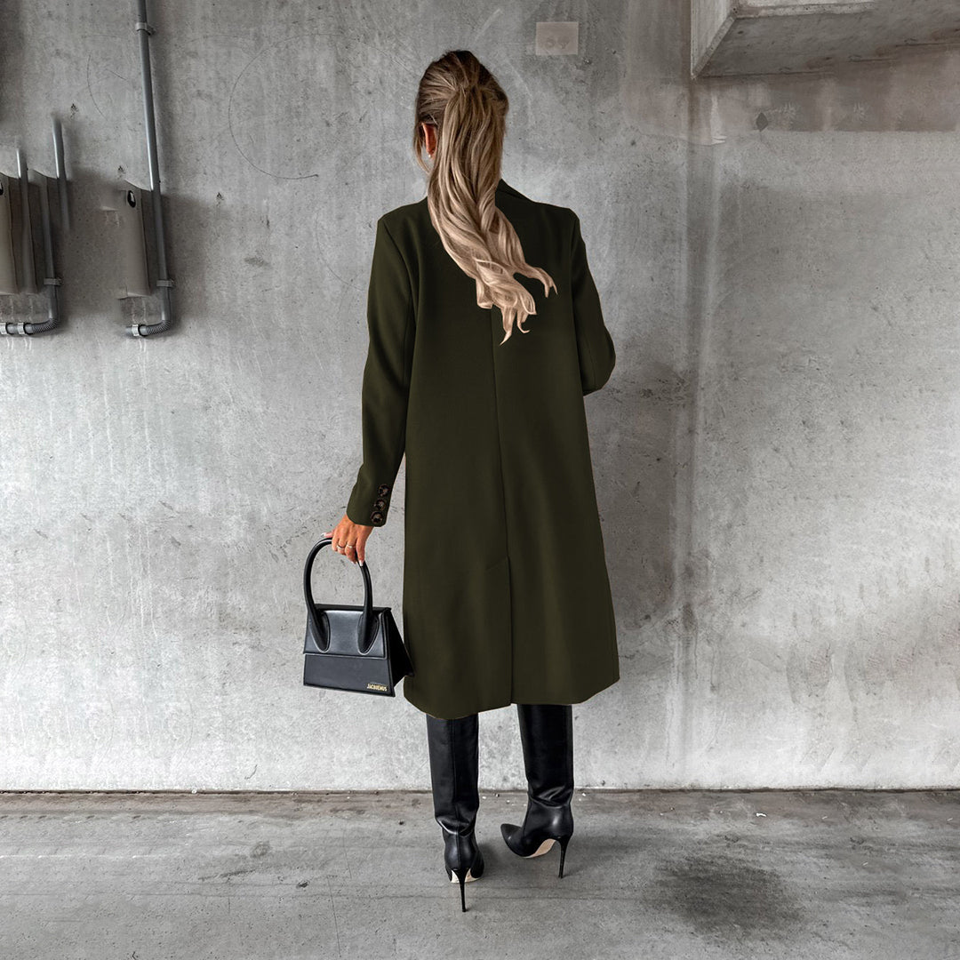 Yvonne | Kvinnor Elegant Dubbelknäppt Lång Trenchcoat