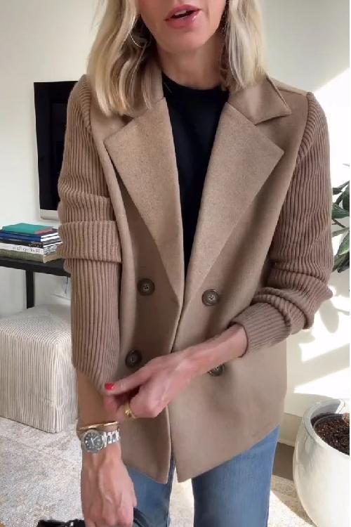 Amora - Elegant Stickad Ärmlös Blazer