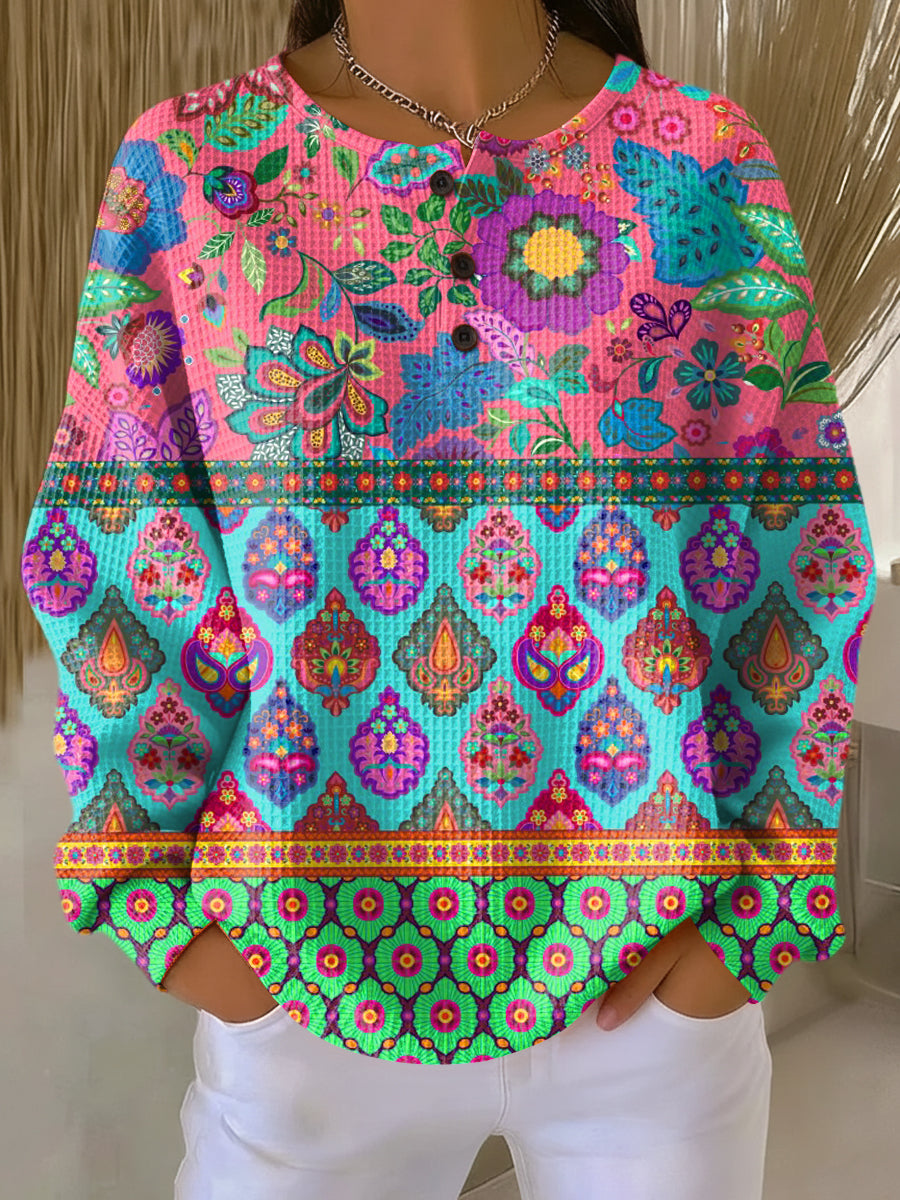 Skylt | Tröja med etniska blommönster