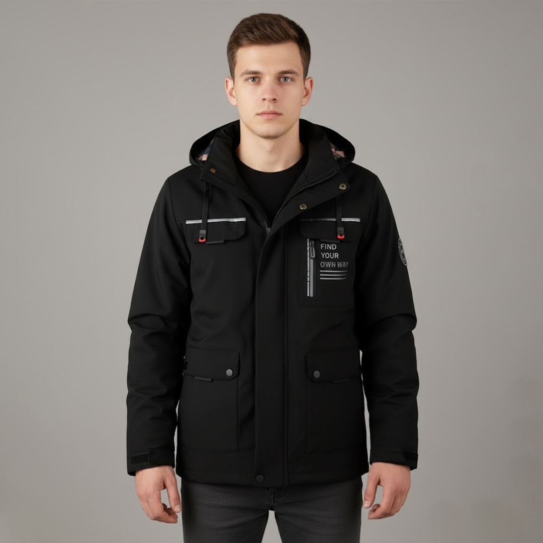 Knud | Herrarnas vattentäta skid-vinterjacka med huva för utomhusbruk