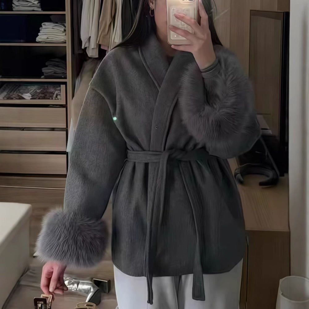 Blanka | Kvinnors Mysig Långärmad Kappa med Bälte