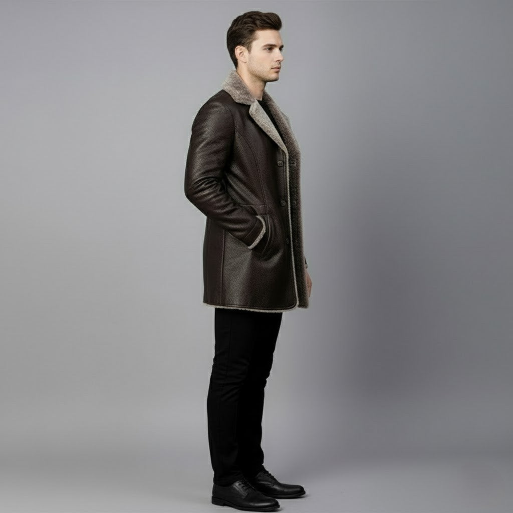 Julius | Herrens vinterläderjacka med varm pälsfoder