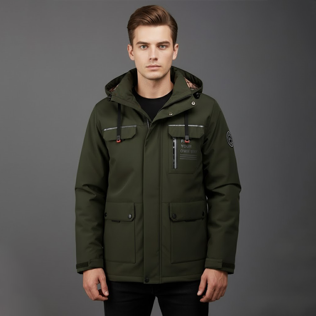 Knud | Herrarnas vattentäta skid-vinterjacka med huva för utomhusbruk