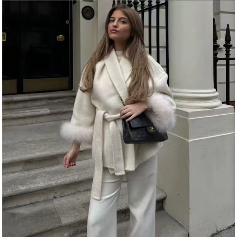 Blanka | Kvinnors Mysig Långärmad Kappa med Bälte